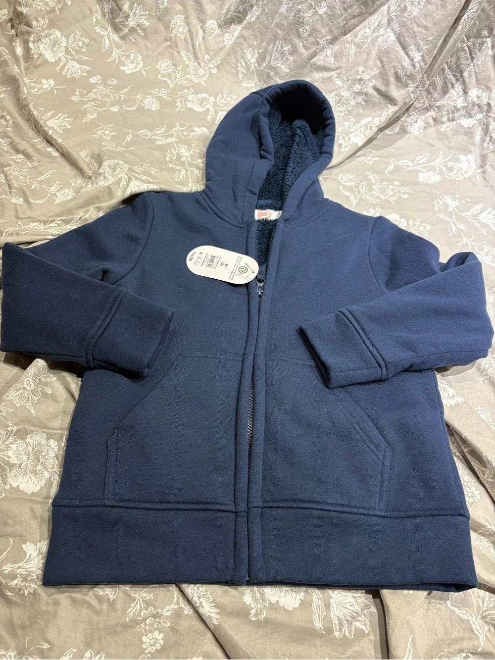NWT wonder nation Walmart navy Sherpa full zip hoodie 8 medium